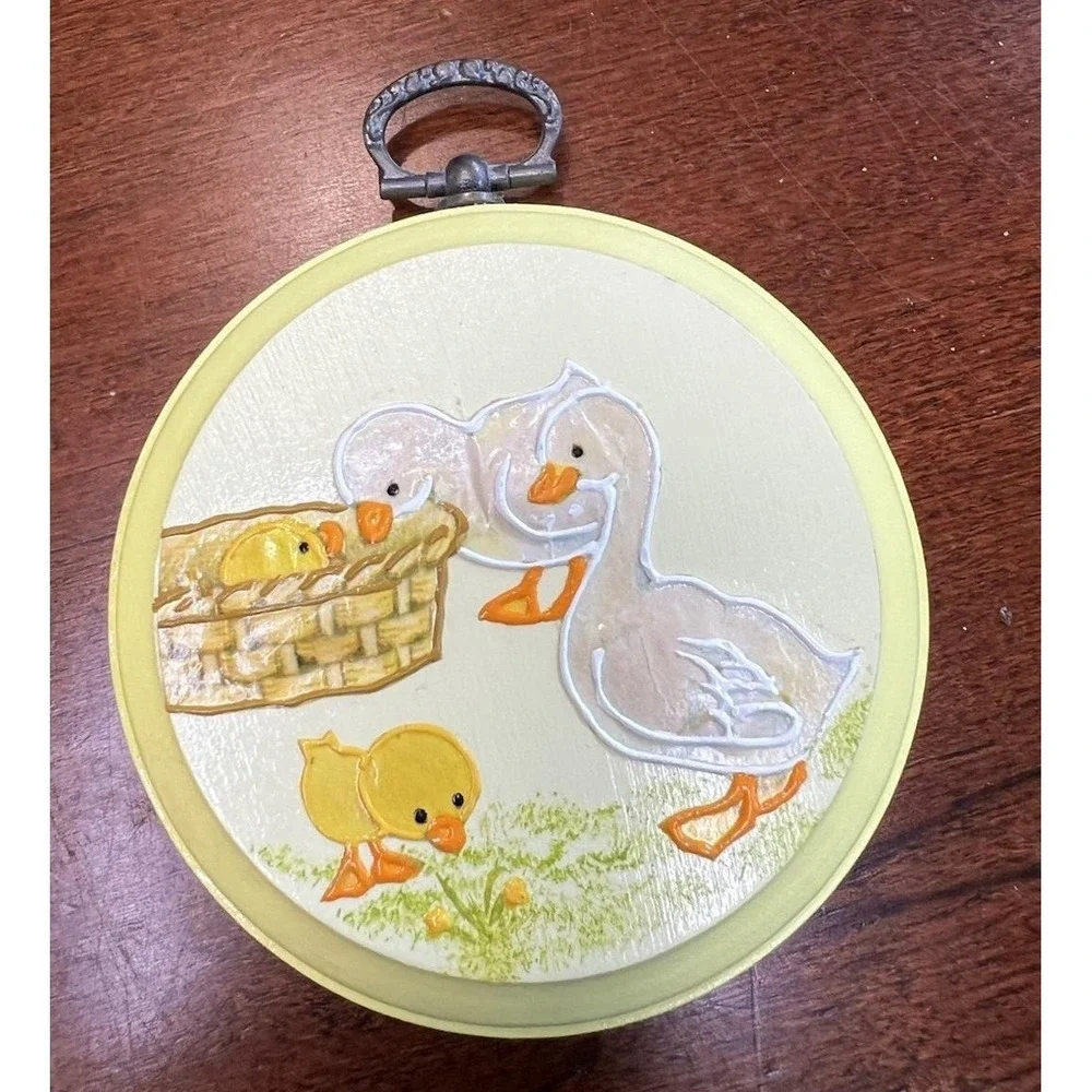 Vtg Merri Mates Hand Painted Duck Duckling Chicks Nursery Wall Plaque Baby Decor